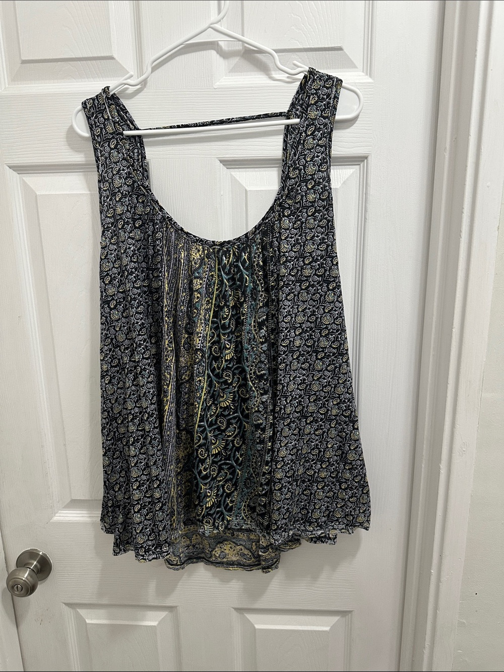 Free People Mess Around Navy and Cream Tunic Tank